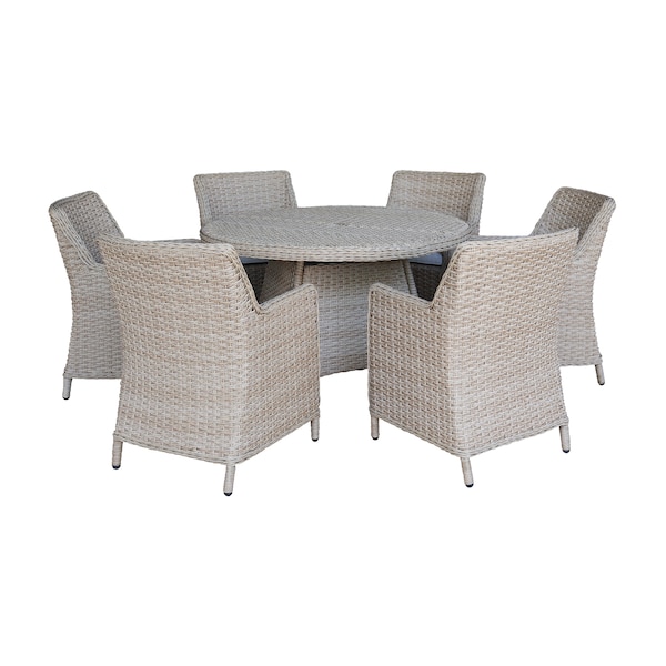 International Concepts Outdoor 7 Piece Patio Furniture Set with a Round Table and 6 Chairs KODT-448R-400-6 - main
